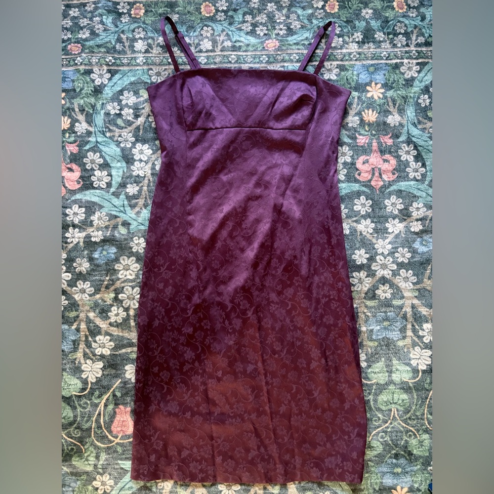 Women's Satin Plum Floral Slip Dress - whimsigoth Witchy 90s vintage